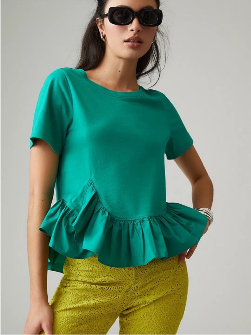 Maeve Ruffle Hem Peplum Tee